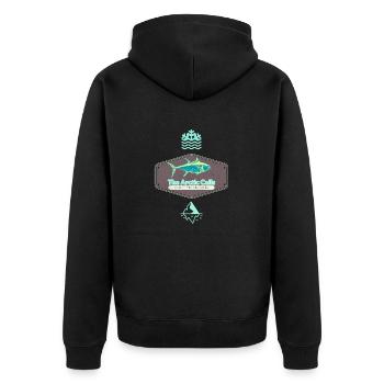 The Arctic Calls Reel in the Challenge - Unisex Premium Organic Zip Hoodie - black - Back - Nico (187cm)