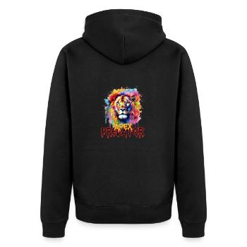 Watercolor Apex Predator Lion Tee - Unisex Premium Organic Zip Hoodie - black - Back - Nico (187cm)