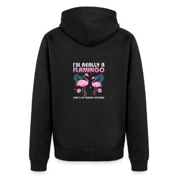 Je suis vraiment un oiseau rose flamant rose mignon - Veste à capuche bio Premium Unisexe - noir - Dos - Nico (187cm)