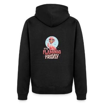 It's Flamingo Friday Pink Bird Cute - Unisex Premium Bio Zip Hoodie - Schwarz - Hinten - Nico (187cm)