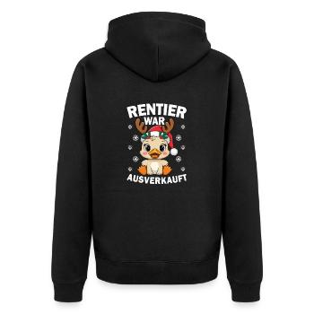 Rentier war ausverkauft Lustiges Weihnachten Elch - Unisex Premium Bio Zip Hoodie - Schwarz - Hinten - Nico (187cm)