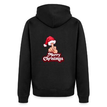 Frohe Weihnachten - I Hate Christmas - Unisex Premium Bio Zip Hoodie - Schwarz - Hinten - Nico (187cm)