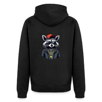 RACOON - Unisex Premium Organic Zip Hoodie - black - Back - Nico (187cm)