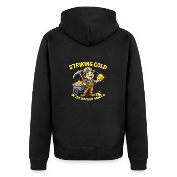GOLD MINER - Unisex Premium Organic Zip Hoodie - black - Back - Nico (187cm)