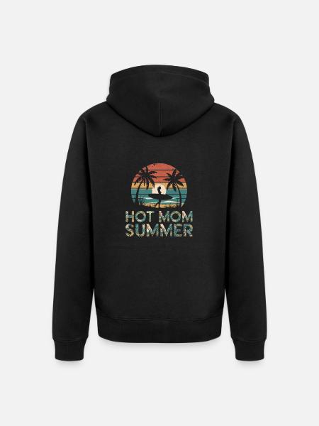 Hot Mom Summer - Surf - Unisex Premium Organic Zip Hoodie - black