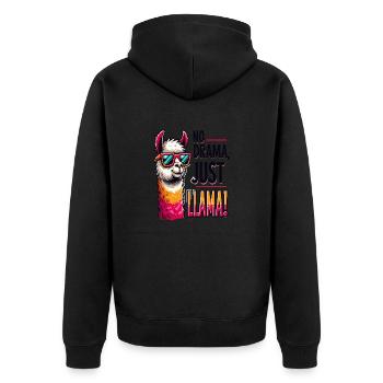 Llama - Unisex Premium Bio Zip Hoodie - Schwarz - Hinten - Nico (187cm)