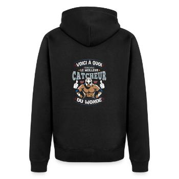 Catch - Catcheur Masqué - Veste à capuche bio Premium Unisexe - noir - Dos - Nico (187cm)