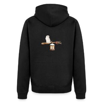 Winter-Eule Winter Owl - Unisex Premium Organic Zip Hoodie - black - Back - Nico (187cm)