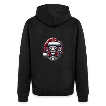 Polygon Art - Lion Lion Head with Santa Hat - Unisex Premium Organic Zip Hoodie - black - Back - Nico (187cm)