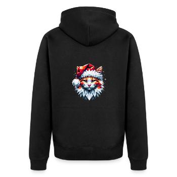 Polygon Design - Chat chat avec chapeau de Père Noël - Veste à capuche bio Premium Unisexe - noir - Dos - Nico (187cm)