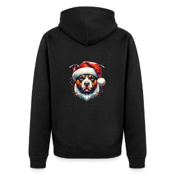 Polygon Design - Chien Pitbull avec chapeau de Père Noël - Veste à capuche bio Premium Unisexe - noir - Dos - Nico (187cm)
