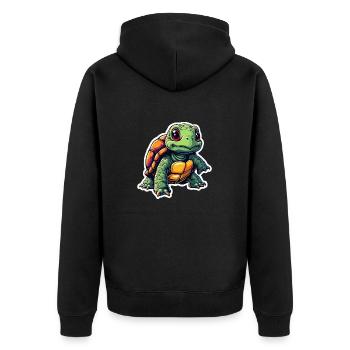 TURTLE - Unisex Premium Organic Zip Hoodie - black - Back - Nico (187cm)