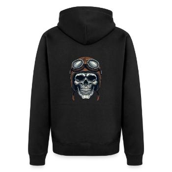 HELM - Unisex Premium Bio Zip Hoodie - Schwarz - Hinten - Nico (187cm)