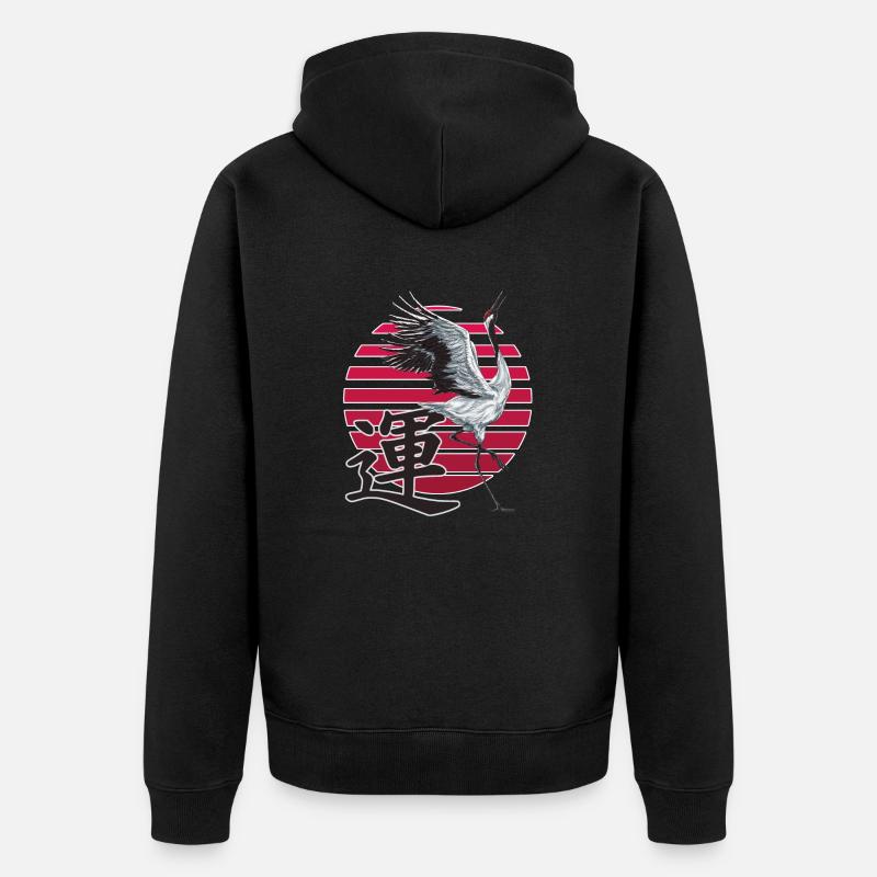 Grue de la Fortune – Style Japonais - Veste à capuche bio Premium Unisexe - noir