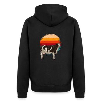 Cow Love – La vie à la campagne dans un style rétro - Veste à capuche bio Premium Unisexe - noir - Dos - Nico (187cm)