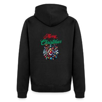 Merry Christmas wishes funny reindeer - Xmas - Unisex Premium Organic Zip Hoodie - black - Back - Nico (187cm)