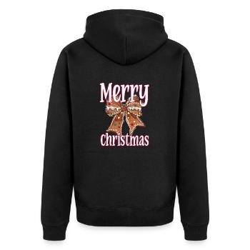 Noeud en pain d’épice avec lettrage Joyeux Noël - Veste à capuche bio Premium Unisexe - noir - Dos - Nico (187cm)