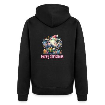 Little Elephant Christmas Hat Merry Christmas - Unisex Premium Organic Zip Hoodie - black - Back - Nico (187cm)