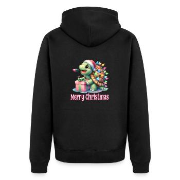 Little Turtle Christmas Hat Merry Christmas - Unisex Premium Organic Zip Hoodie - black - Back - Nico (187cm)