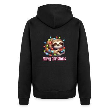 Cute Sloth Christmas Merry Christmas - Unisex Premium Organic Zip Hoodie - black - Back - Nico (187cm)