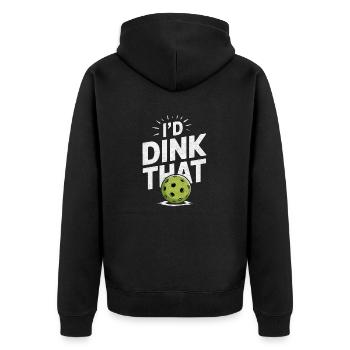 I'd Dink That Pickleball - Unisex Premium Organic Zip Hoodie - black - Back - Nico (187cm)