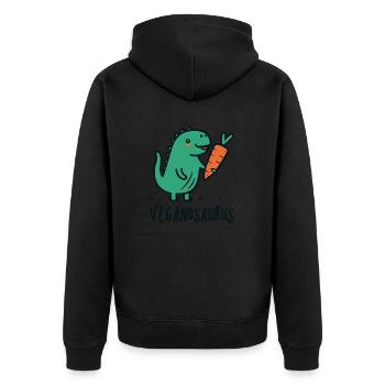 Veganosaurus Vegan Dinosaur Pun - Unisex Premium Organic Zip Hoodie - black - Back - Nico (187cm)