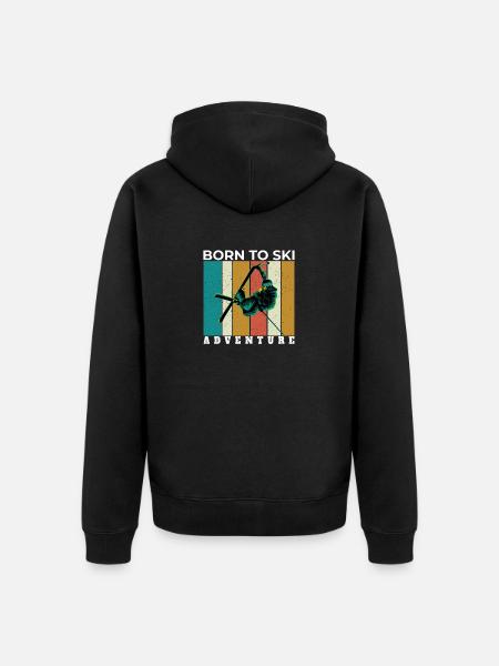 Retro-Skiing Design Retro Skiing Design - Unisex Premium Organic Zip Hoodie - black