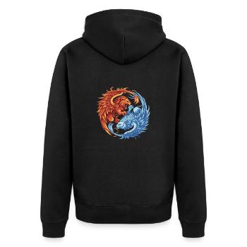 BALANCE LIFE - Unisex Premium Organic Zip Hoodie - black - Back - Nico (187cm)