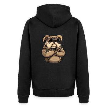 bande dessinée de chien bouledogue - Veste à capuche bio Premium Unisexe - noir - Dos - Nico (187cm)
