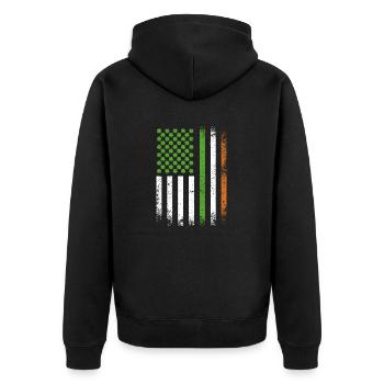 Patriotic Irish American Flag Ireland St. Patricks - Unisex Premium Organic Zip Hoodie - black - Back - Nico (187cm)