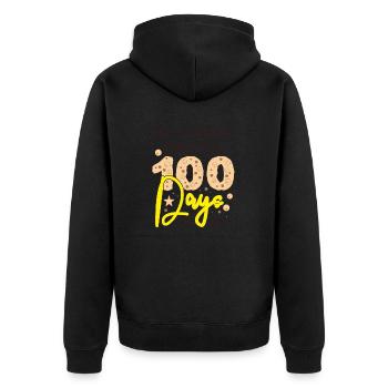 Mein Lehrer überlebte 100 Tage, ich 100 Tage Schul - Unisex Premium Bio Zip Hoodie - Schwarz - Hinten - Nico (187cm)