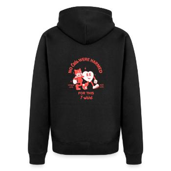 No Cats were Harmed for this T-Shirt - Unisex Premium Bio Zip Hoodie - Schwarz - Hinten - Nico (187cm)
