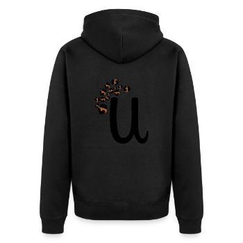 Lettre u motifs léopard - Veste à capuche bio Premium Unisexe - noir - Dos - Nico (187cm)