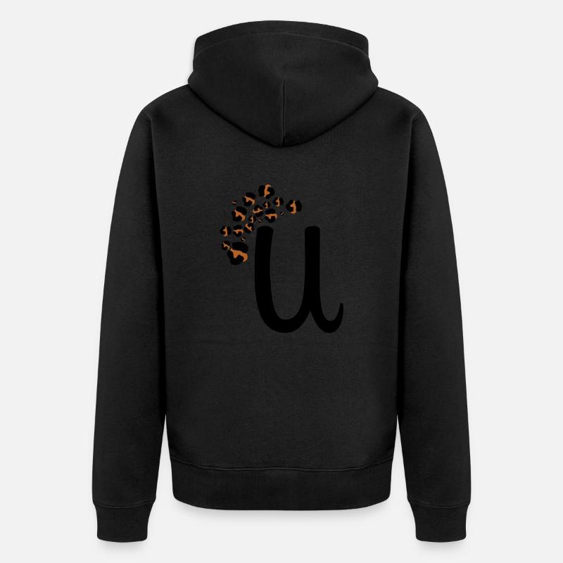 Lettre u motifs léopard - Veste à capuche bio Premium Unisexe - noir