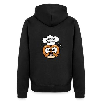 LECKERE PREZELS - Unisex Premium Bio Zip Hoodie - Schwarz - Hinten - Nico (187cm)