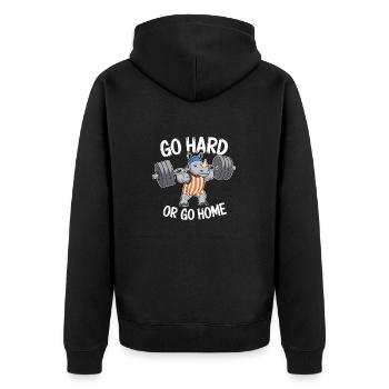 GYM GO HARD OR GO HOME - Unisex Premium Organic Zip Hoodie - black - Back - Nico (187cm)