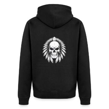 GRIM STYLE - Unisex Premium Organic Zip Hoodie - black - Back - Nico (187cm)