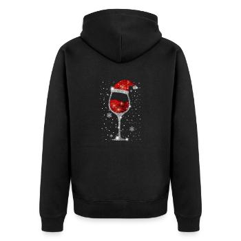 Christmas Santa Wine Glass Red Wine Lover - Unisex Premium Organic Zip Hoodie - black - Back - Nico (187cm)