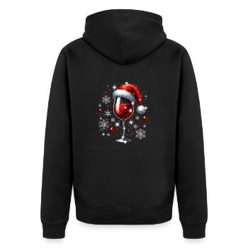 Christmas Red Wine Wine Lover Santa Gift - Unisex Premium Organic Zip Hoodie - black - Back - Nico (187cm)