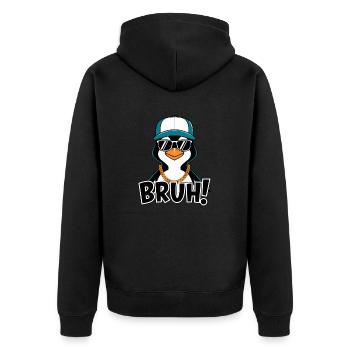 PINGUINS BRUH - Unisex Premium Bio Zip Hoodie - Schwarz - Hinten - Nico (187cm)