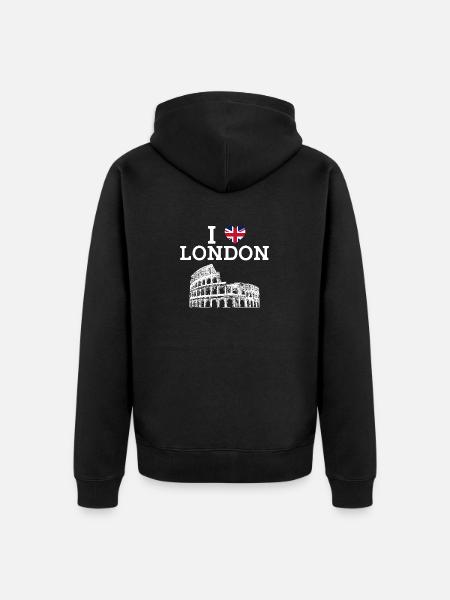 I Love London Colosseum England Heart Flag London - Unisex Premium Organic Zip Hoodie - black