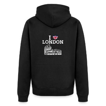 Ich liebe London Kolosseum Herz Flagge England Liebhaber - Unisex Premium Bio Zip Hoodie - Schwarz - Hinten - Nico (187cm)
