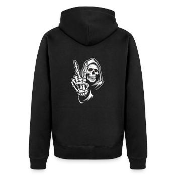 SCHÄDEL - Unisex Premium Bio Zip Hoodie - Schwarz - Hinten - Nico (187cm)