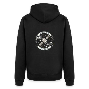 EXPLOREE THE SKIES - Unisex Premium Organic Zip Hoodie - black - Back - Nico (187cm)