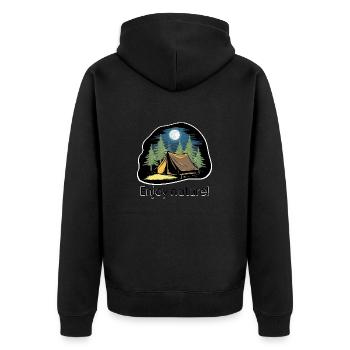 ZELTE IM WALD - Unisex Premium Bio Zip Hoodie - Schwarz - Hinten - Nico (187cm)