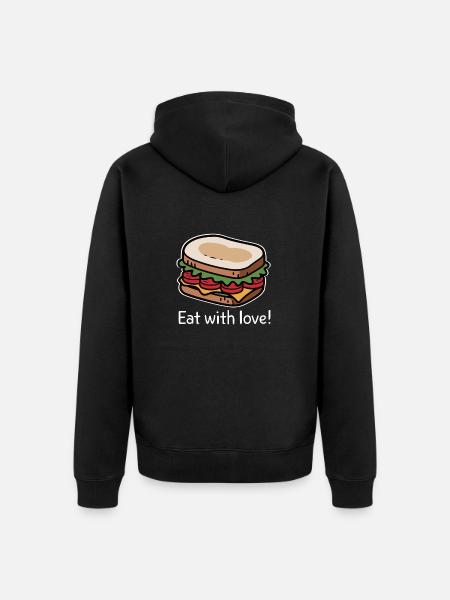 EAT WITH LOVE - Unisex Premium Organic Zip Hoodie - black