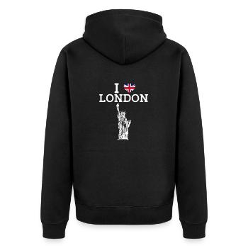 Ich liebe London Freiheitsstatue Paris Frankreich Liebhaber - Unisex Premium Bio Zip Hoodie - Schwarz - Hinten - Nico (187cm)