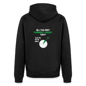 Coder Programmer Will I talk about Funny Quote Hum - Unisex Premium Bio Zip Hoodie - Schwarz - Hinten - Nico (187cm)