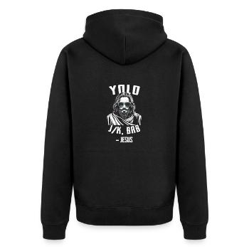 Yolo Jk Brb Jésus Drôle Jour de Pâques Bible Vintage C - Veste à capuche bio Premium Unisexe - noir - Dos - Nico (187cm)