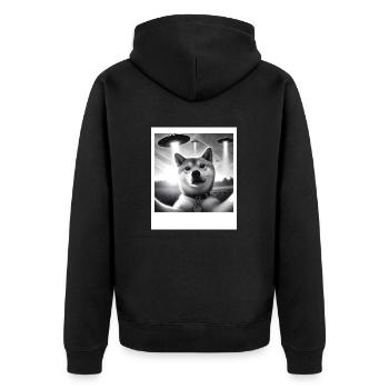 Shiba Inu Dog Dad Mom Funny Graphic Selfie UFOs We - Unisex Premium Organic Zip Hoodie - black - Back - Nico (187cm)